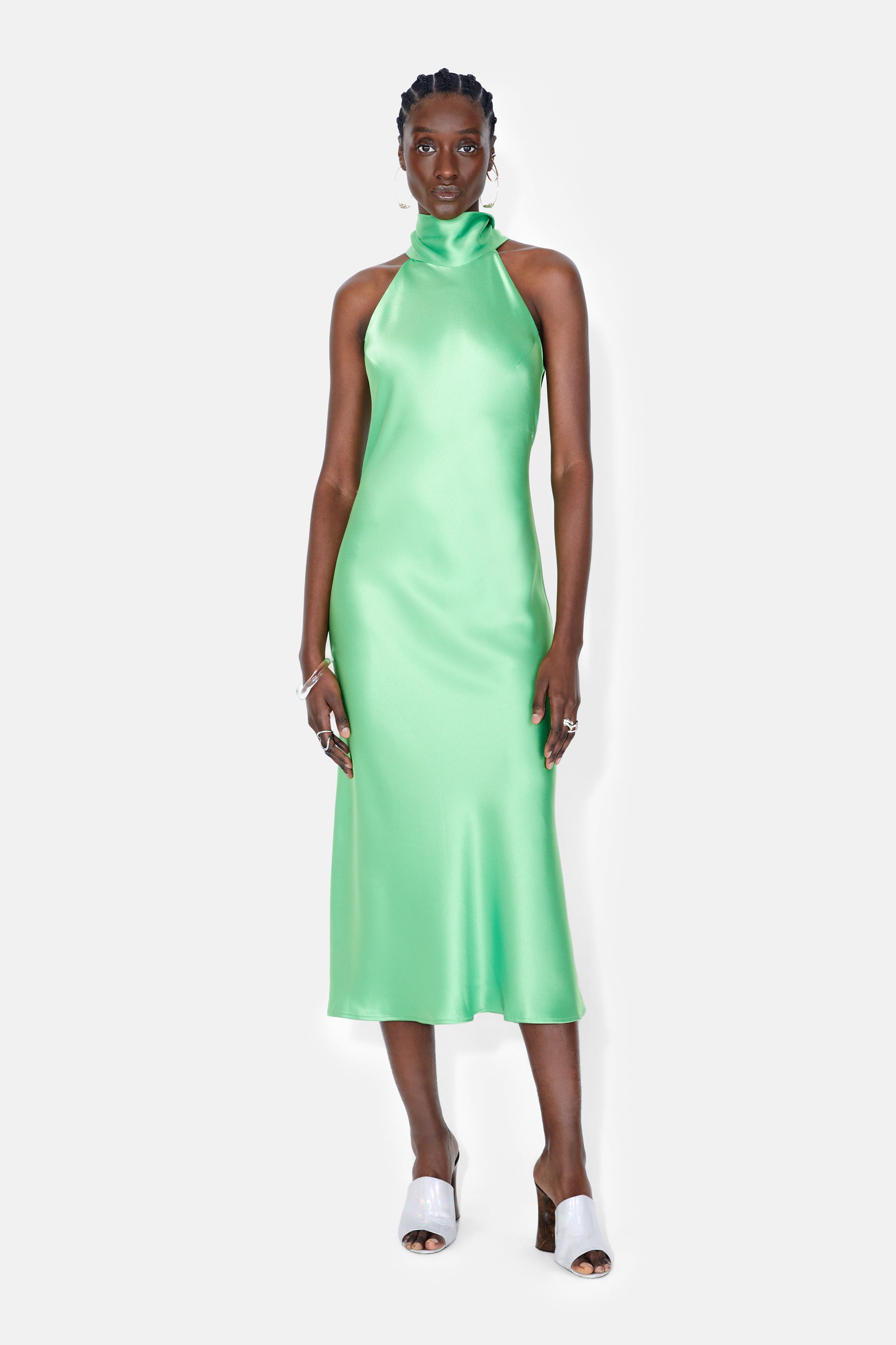 Cropped Sienna Dress Paris Green Galvan London Galvan London Uk 1371