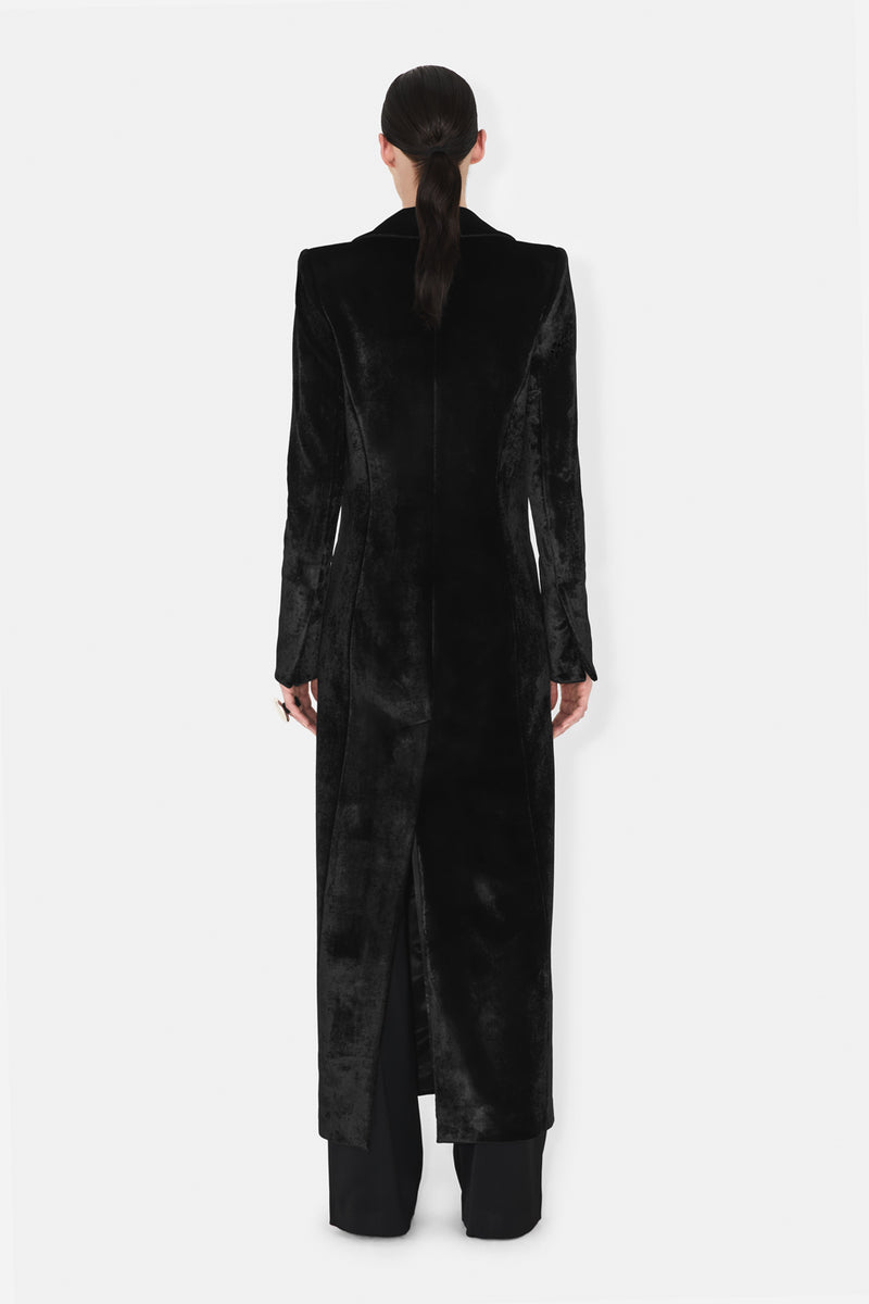 Sculpted Velvet Coat - Black