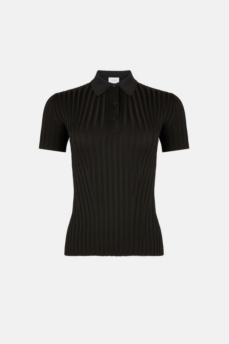 Rhea Lounge Short Sleeve Henley Top - Black